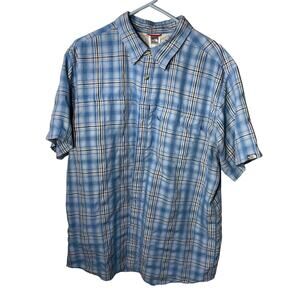 The North Face Men’s Button Down Shirt Short Sleeve Blue Plaid Size XL